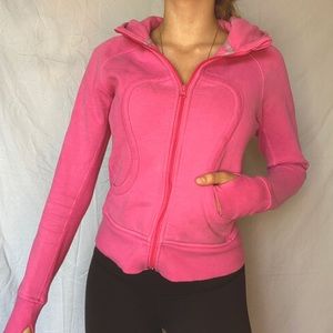 Pink LuluLemon full zip scuba hoodie w/ thumb holes